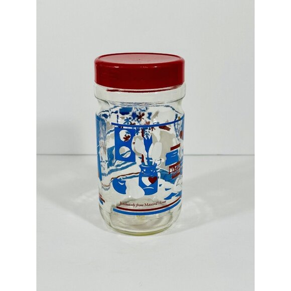 Anchor Hocking Vintage Maxwell House Coffee Canister Jar Kitchen Pantry Red 6.75 - Picture 3 of 10